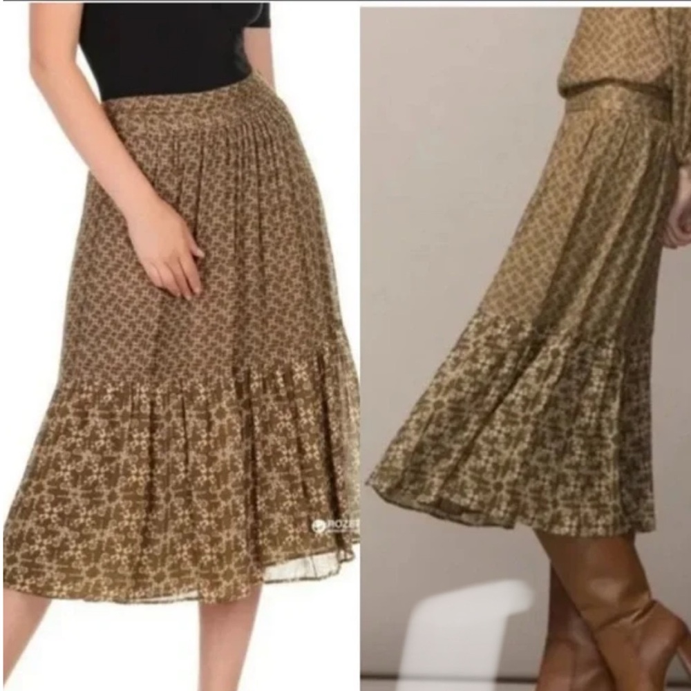 Massimo Dutti Portugal Brown Floral Long Skirt in Sz. M